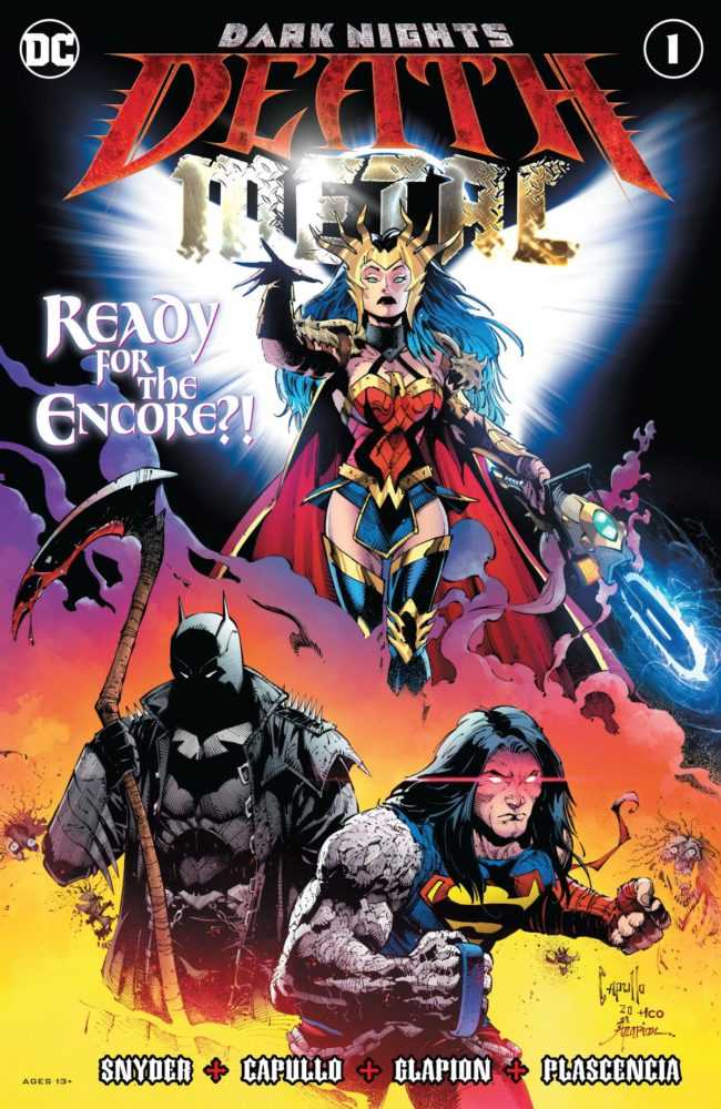 Wonder Woman, Batman, and Superman on the cover of Dark Nights: Death Metal #1, DC Comics (2020. 